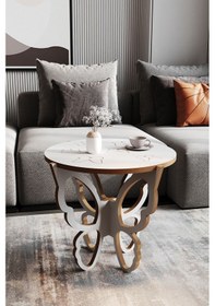 Resim Faymend Kelebek Motifli Fiskos - Yan Sehpa Beyaz Ceviz Beyaz Ceviz 