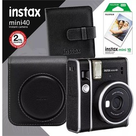 Resim Instax Mini 40 Fotoğraf Makinesi-Çanta-Albüm-10'lu Film Seti Siyah 