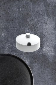 Resim nazen Mimhome Şekerlik Baharatlık 10cm Sade Beyaz Kase Kapaklı:kahve,nescafe,tuz,şeker,pulbiber,kekik 
