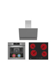 Resim Simfer 9 Fonksiyon QS Gri Dijital Power Turbo Elektrikli 3'lü Ankastre Set (Fırın + Elektirikli Ocak + Davlumbaz) 