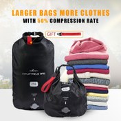 Resim 25L/20L Büyük Kapasiteli Vakumlu Sıkıştırma Depolama Çantaları El Pompası ile - Pompa Gerektirmez, Tekrar Kullanılabilir, Dayanıklı Ev Düzenleme ve Seyahat için, Siyah Kırmızı Kurdele Kapatma ile, Ev Düzenleme|Seyahat Hazır Çanta|El Sıkıştırma Sistemi 