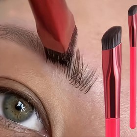 Resim Kapatıcı Macunu İçeren Çok Fonksiyonlu Kare Kaş Fırçası - Üç Boyutlu 3D Tasarım, Kesin Saç Çizgisi Tanımı için ABS Plastik Sap ve Polyester Kıllar, Normal Açık Bej Renkli Güvenli Makyaj Aracı 