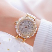 Resim Hanyang Altın Kadın Bilezik Saatler 2023 Paslanmaz Çelik Taklidi Kristal Bayanlar Kuvars Izle Kadın Elbise Saat Dropshiping Montre Femme (Yurt Dışından) 