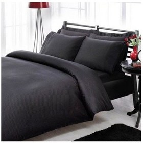 Resim Taç Premium Basic Nevresim Takımı Stripe Siyah Çift Kişilik Siyah 