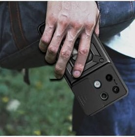 Resim Xiaomi Mi 13 Ultra Kılıf Magnetik Standlı Kamera Korumalı Sürgülü Vega Kapak Siyah 