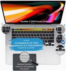 Resim Macbook Pro Touchbar Klavye Koruyucu 13Inc 16Inc İngilizce Türkçe Pembe Yeşil 