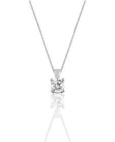 Resim Gümüş Pırlanta Modeli Tek Taş Kolye (536471107) 