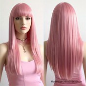 Resim Kadınlar için 66.04 cm uzun, düz sentetik sahte saç - Yüksek Sıcaklık Elyafı, Partiler, Cosplay ve Günlük Kullanım için Tam Saç Saç - Şık Saç Parçası | Dayanıklı Wi 