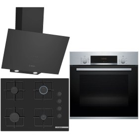 Resim Bosch Siyah 3 Lü Ankastre Set 331 ( HBF534ES3T - POP7C6P30O - DWK64PJ60T ) 67 cm Ocak 