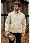 Resim Ghassy Co. Erkek Pro Termal İç Dış Sherpa Sonbahar Kış Tam Fermuarlı Peluş Sweatshirt Taş 