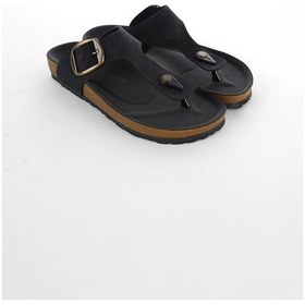 Resim Kadın Pc-6960 Tokalı Parmak Arası Terlik - Siyah Siyah 