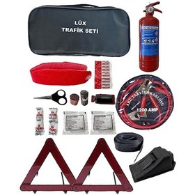 Resim Takviyeli Trafik Seti Lüx Trafik Seti Çantalı + 1200 Amper Akü Takviye Kablosu Çantalı Özel Set 