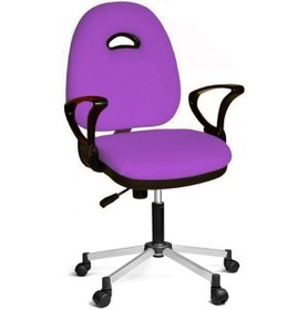 Resim Türksit Kozmo Yönetici Çalışma Koltuğu Metalik Gri Boyalı Ayak Lila Mor 