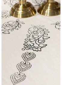 Resim El Baskılı Doğal Pamuk Keten Dikdörtgen Masa Örtüsü 160x200 Cm 