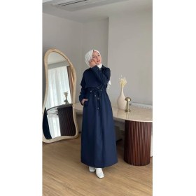 Resim Esra Butik Şık Kesim Astarlı Trençkot - Kendi Kumaşından Kemerli Tesettür Model 