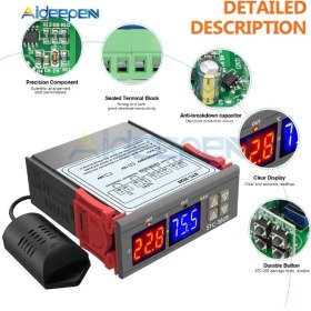 Resim Emay Center STC-3028 Dijital Sıcaklık Nem Ölçer 220V 10A Termostat Çift Ekran Kuluçka Termometre 