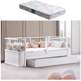 Resim Yavrulu Karyola, Antalya Montessori Yavrulu Yatak - Beyaz + 1 Adet Comfort Yatak 