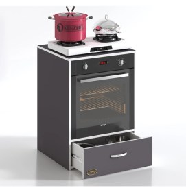 Resim Kenzlife ankastre modülü kabini argon gri fırın ocak dolabı çekmeceli sabit tabla 