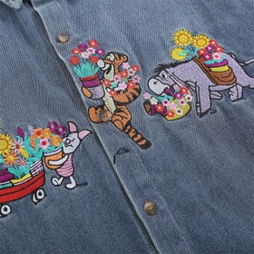 Resim Winnie The Pooh Nakışlı Kot Gömlek - L 