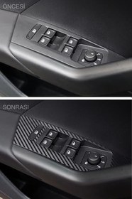 Resim Graficar Design Volkswagen POLO MK6 ile Uyumlu İç Trim Folyo Kaplama Set, Mat Karbon Siyah 