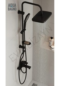 Resim Aqua Bagno Mega Kare Tepe Robot Duşu Seti - Mat Siyah 