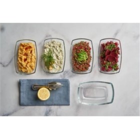 Resim Turuncu Cam Sunum Tabağı Seti, 8'li Kahvaltılık ve Çerezlikler Uygun Fiyatlı 