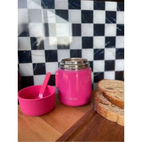 Resim Chef Taste Kaşıklı Yemek Termosu Paslanmaz Çelik 500 ml Pembe Yemek Termosu 