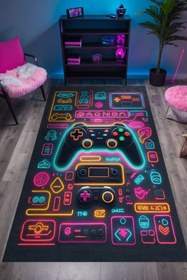 Resim Depoba Caspect Gaming Oyuncu Odası Halısı Şönil Dijital Baskılı Kaymaz Taban Yıkanabilir Salon Halısı 