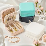 Resim 1 adet CASEGRACE Klasik Mini Seyahat Mücevheri Düzenleyici, Ayna ile, 3 Katmanlı Fermuarlı Depolama Kutusu, Kumaş İç Mekan, Evrensel Durumlar, Masaüstü Montaj, Suni Deri Malzeme, Elektrik Gerektirmez, Mücevher Kutuları 