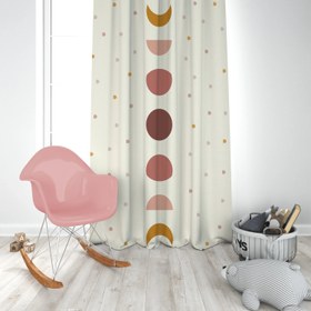 Resim Halı Vagonu HV242 Boho Desen Çocuk Odası Kadife Kumaş Fon Perde - 140x200 / Tek Kanat 