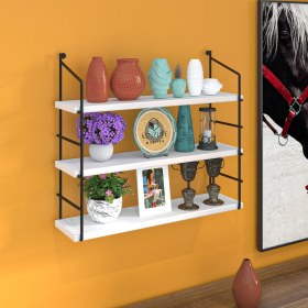 Resim Kenzlife Mutfak Banyo Duvar Rafı Junzi Mat Beyaz Suntalam 070 Y 60 G 15 D 3 Katlı Beyaz 