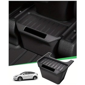 Resim Dashanshop Tesla Model Y 2020-2025 Çöp Kutusu Konsol Organizer Siyah Kapaklı Dayanıklı 