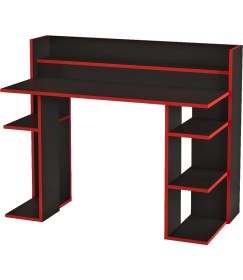 Resim L'occi Concept Walter Oyuncu Masası Gaming Çalışma Masası Siyah-Kırmızı Wr1-Bk 