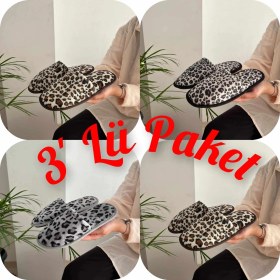 Resim Behtah Kundura 3'lü Paket Kışlık Rahat Kadın Ev Terliği Terlik 