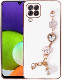 Resim Zore Galaxy ile uyumlu A22 4G Kılıf El Tutamaçlı Kamera Korumalı Taka Silikon Kapak Beyaz 