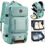 Resim Erkek ve Kadınlar için Açık Mavi Seyahat Sırt Çantası - 43.94 cm Laptop Bölmeli, Ayarlanabilir Kayışlı, Ayakkabı Cebi, Fileli Havalandırma, Dayanıklı Poliester, Kamp ve Doğa Yürüyüşü İçin Çok Amaçlı Sırt Çantası | Gündelik Stil | Seyahat Çantası 