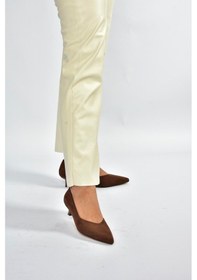 Resim Fox Shoes V404090302 Kahverengi Süet Sivri Burun Alçak Topuklu Kadın Ayakkabı Kahverengi 