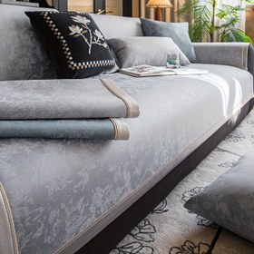 Resim Modern Lüks Koltuk Yastık Kılıfı - Kaymaz Yüksek Kaliteli Deri ile Altın Detaylar, Tüm Mevsimler Makine Yıkanabilir 3/2/4 Kişilik ve Bölümlü Koltuklar için, Dayanıklı Polyester Kumaş, Mobilya Koruma, Zarif Ev Dekoru, Sophisticated Tasarım 