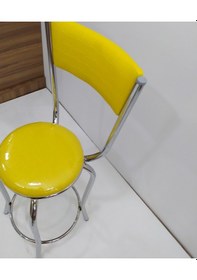 Resim Sandalye Bar Tipi Yüksek Model Sarı 1 Adet Metal Çelik Nikelaj Su 