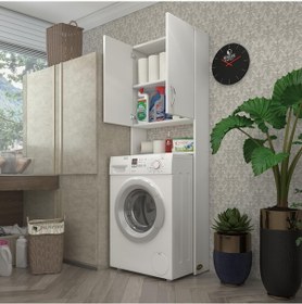 Resim Kenzlife Çamaşır Makinesi Dolabı Veronika Byz 180*066*20 Banyo Çi Beyaz 