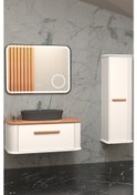 Resim Casse 100 Cm Antrasit Lavabolu Banyo Dolabi - Beyaz / Kayin (Boy Dolap Dahil) Çok Renkli 