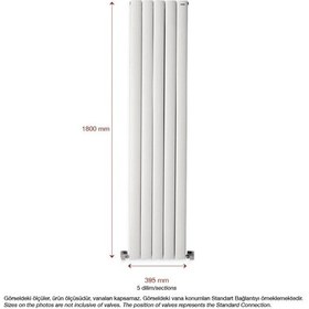 Resim 1800mm x 395mm Lilac Yüksek Isı Kapasiteli Dekoratif Dikey Beyaz Alüminyum Radyatör 