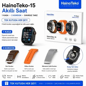 Resim Haino Teko 15 Amoled Ekran Su Geçirmez 15 Gün Şarj ve 3 Kordon Seti Dahil Akıllı Saat Gümüş 