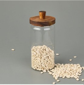 Resim Mien Akasya Kapaklı Kavanoz - Kahverengi / Şeffaf - 950 Ml Kahverengi / Şeffaf 