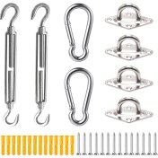 Resim Yuntech01 304 Paslanmaz Çelik 5mm Zımba Seti - Gölge Yelkeni, Lambader Takımı Asma Aksesuarı - Dış Mekan Kullanıma Uygun, Gerilim Ayarlı Gümüş 