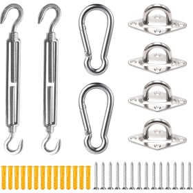 Resim Yuntech01 304 Paslanmaz Çelik 5mm Zımba Seti - Gölge Yelkeni, Lambader Takımı Asma Aksesuarı - Dış Mekan Kullanıma Uygun, Gerilim Ayarlı Gümüş 