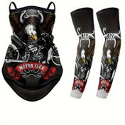 Resim Yaz buzlu lif kumaş motosiklet sürme başörtüsü ince boyun gaiter vintage bisikletçi atkı buz kollu set, motosikletler, elektrik bisikletleri, bisikletler, açık hava yürüyüşleri, balıkçılık, kampçılık vb. için uygun 