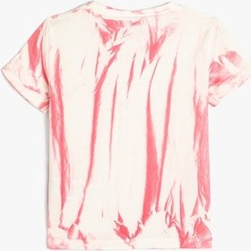 Resim Koton Tişört Batik Desenli Kısa Kollu Bisiklet Yaka Pamuklu Pembe Desenli 4smg10200ak Pembe Desenli 