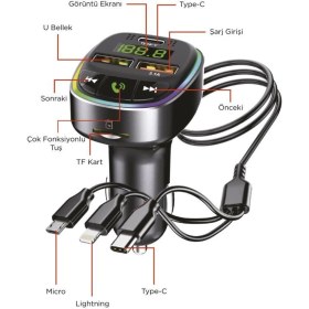 Resim Torima G15 – Fm Transmitter, Tf/usb Müzik ve 18W Hızlı Şarj Özellikli Araç Cihazı 