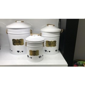 Resim Yıldıray Metal 3'lü Beyaz Ferforje Patates Soğan Sarımsak Saklama Kutusu Kovası 